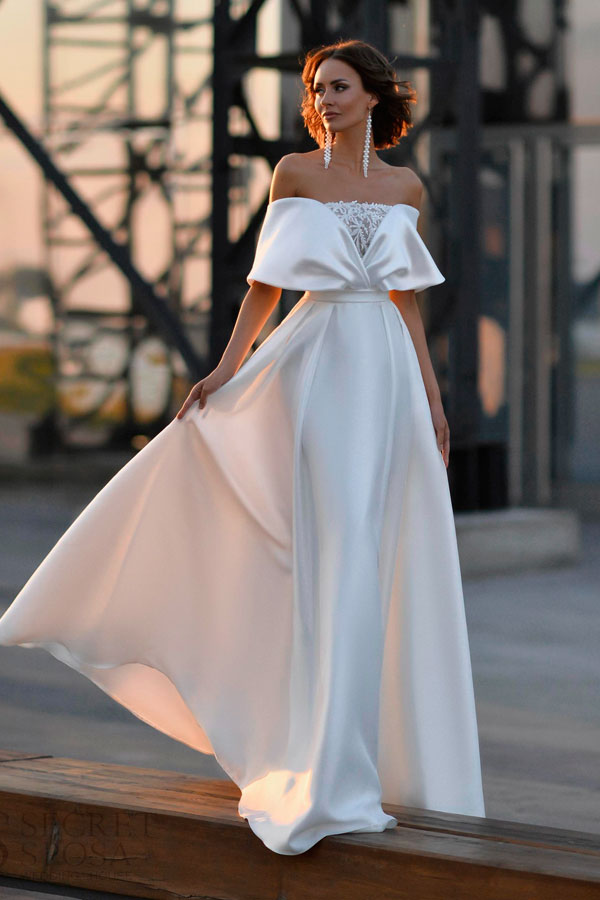 атласное свадебное платье
