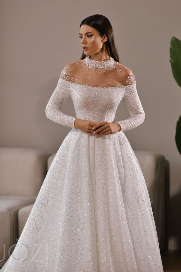 блестящее свадебное платье